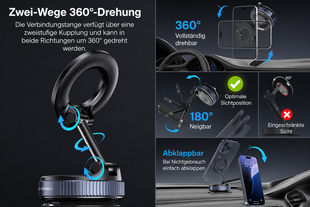 Magnetische Handyhalterung fürs Auto - 360grad drehbar mit Magsafe