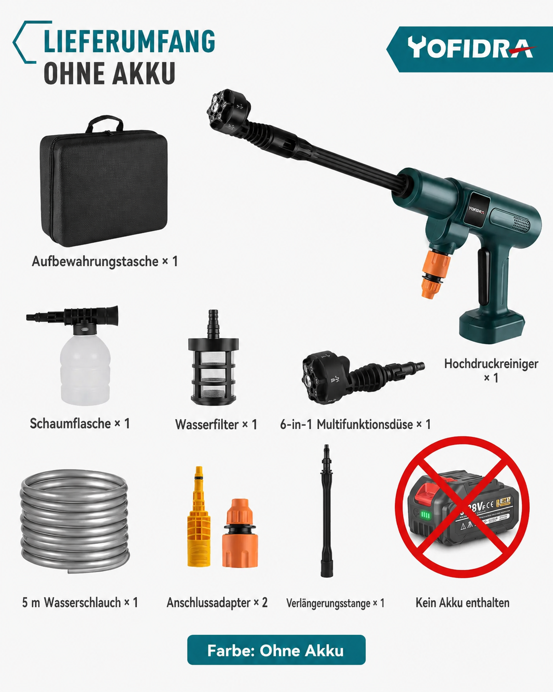 Kabelloser 6-in-1 Hochdruckreiniger