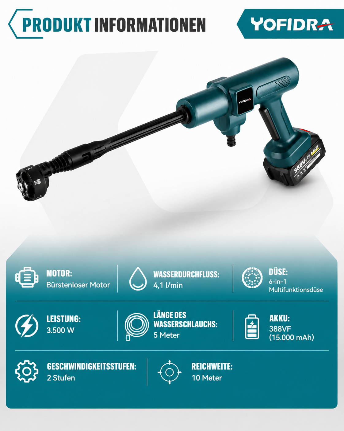 Kabelloser 6-in-1 Hochdruckreiniger
