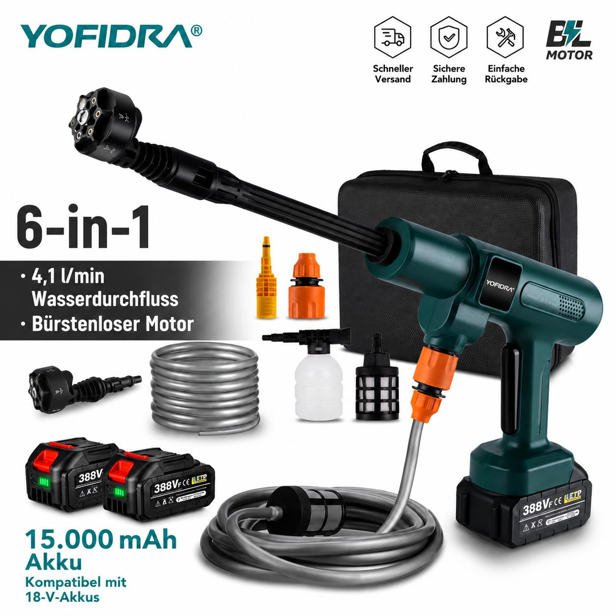 Kabelloser 6-in-1 Hochdruckreiniger